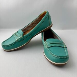 Naturalizer Comfort Boat Shoes‎ Leather Hanover Aqua Turquoise Size 8M